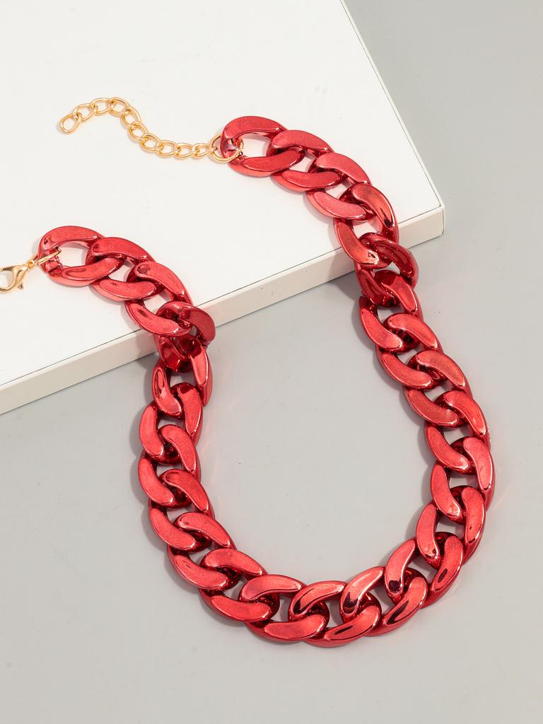 Fashion Hip Hop Metal Color Acrylic Chunky Necklace for Women Men Vintage Glossy Resin Cuban Link Chain Choker Y2K Jewelry Gifts