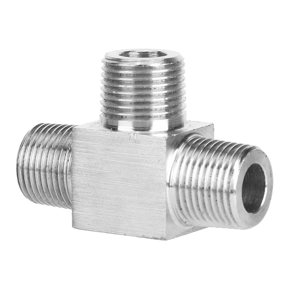 

3 Way Pipe Fittings 304 Stainless Steel Male Thread Pipe Connector High Pressure for Water Gas OilMale 3 8