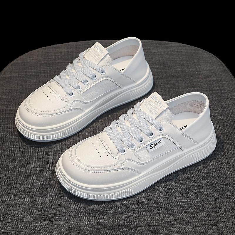 Leather little white shoes women's 2025 new popular autumn versatile flat two wear student non-slip sports board shoes women