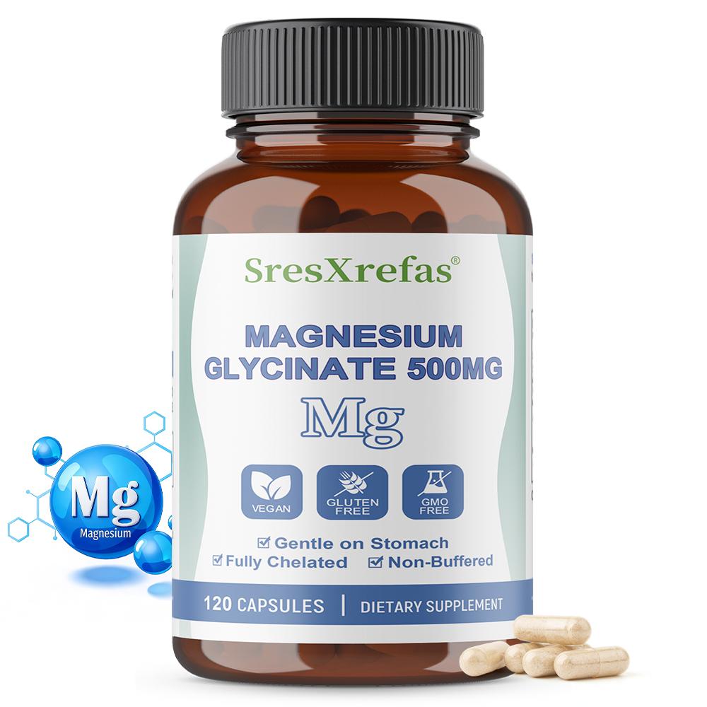 Glicinato di Magnesio 500 mg Integratore Alimentare, 120 Capsule per Flacone