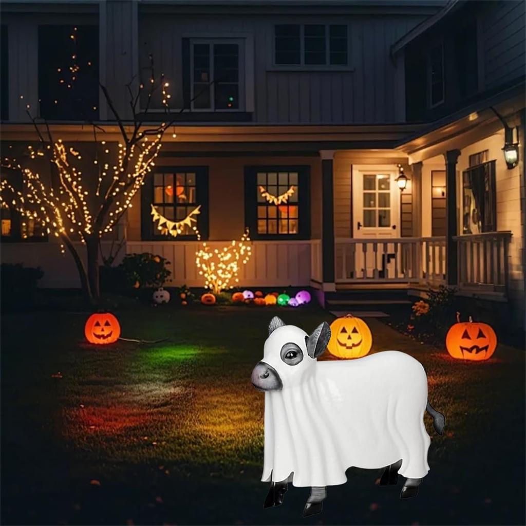 Spooky Metal Cow Statue,Halloweens Yard Decoration Prop ,Host Cow Decor,CowsStatue, Halloweens Cows Decorations Outdoor SculptureStatue,Hallowe
