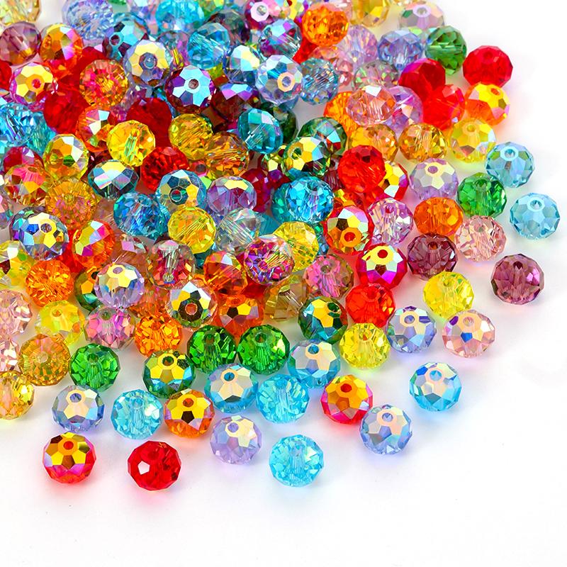 84pcs Czech Faceted Rondelle Beads 8mm AAA Crystal Glass Loose Spacer Beads for DIY Jewelry Bracelet Craft Making Supplies