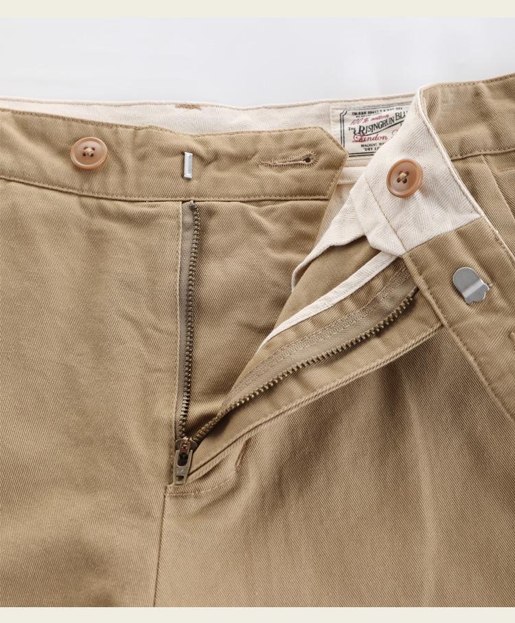 Męskie spodnie khaki w kolorze białym, bawełniane, w stylu 25 lat – uniwersalne, swobodne, proste nogawki, wiosna/jesień