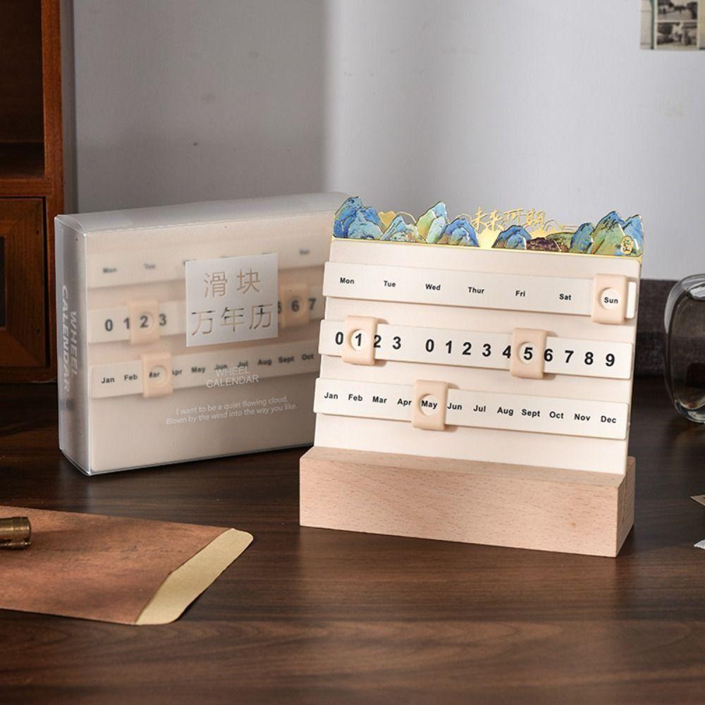 

ABS Perpetual Calendar Metal Calendar Creative Wooden Slider Calendar