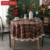 1PC Nuan Series Christmas Plaid Printed Tassel Edge Table Cloth Retro Party Decoration Table Cloth for Kitchen Dining Table Coffee Table Home Decor