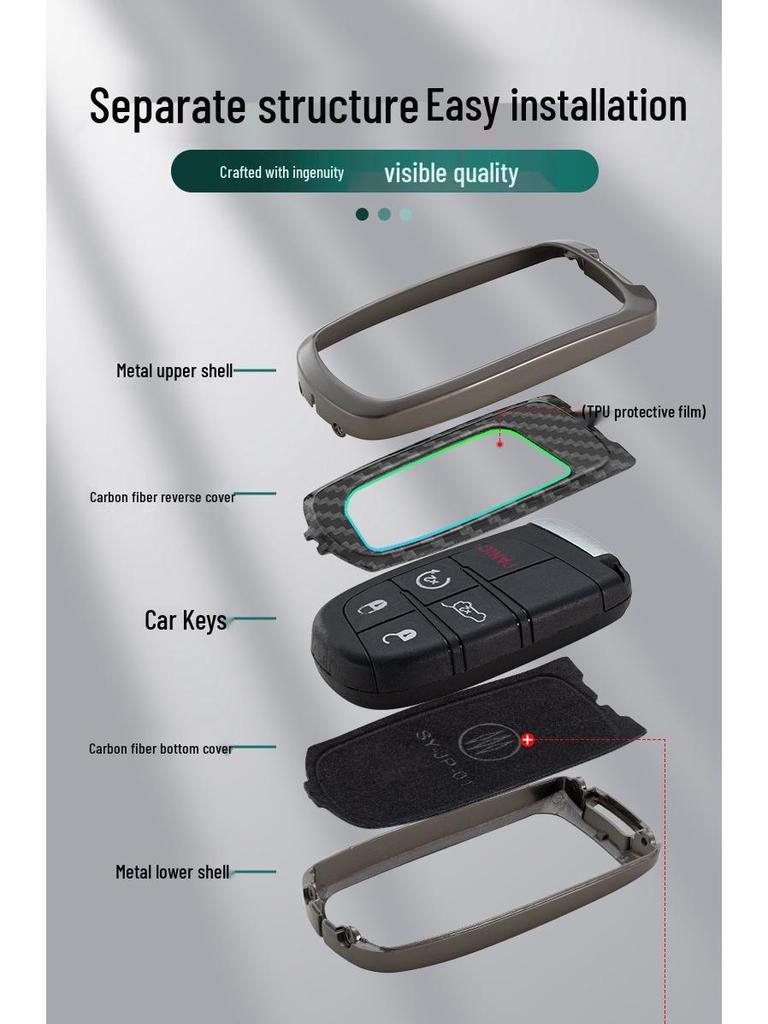 Dodge Journey Challenger RMA Ram Full-Cover Metal Key Case for Men