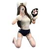 Japanese Pure Desire Women's Sexy Lingerie Cosplay Set with Open Crotch and Quick-Release Gymnastics Suit