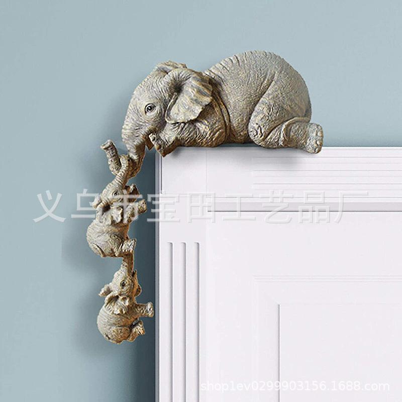 Cute Elephant Figurines Elephant Hanging Baby Elephant Resin Crafts Home Ornaments Set of Three