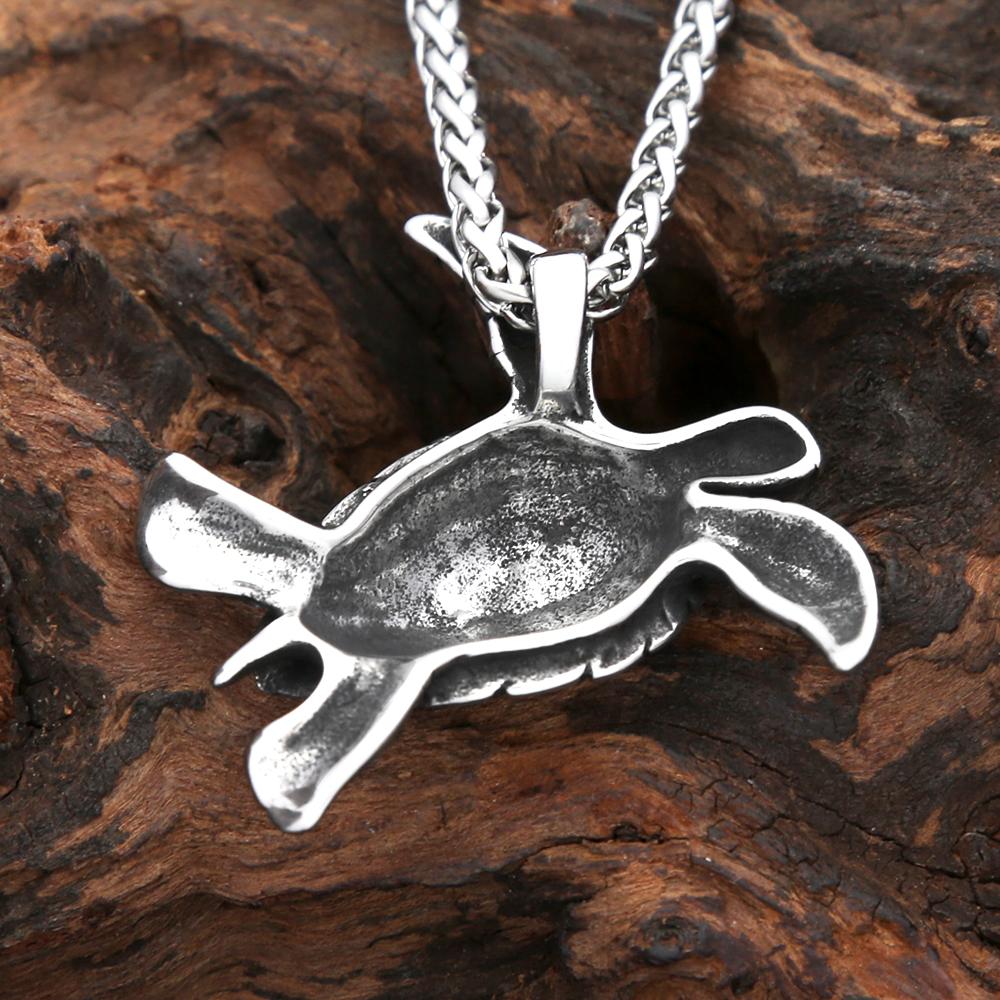 Vintage 316L Stainless Steel Turtle Pendant Necklaces For Men Women Gothic Fashion Punk Cute Animal Biker Jewelry Gift