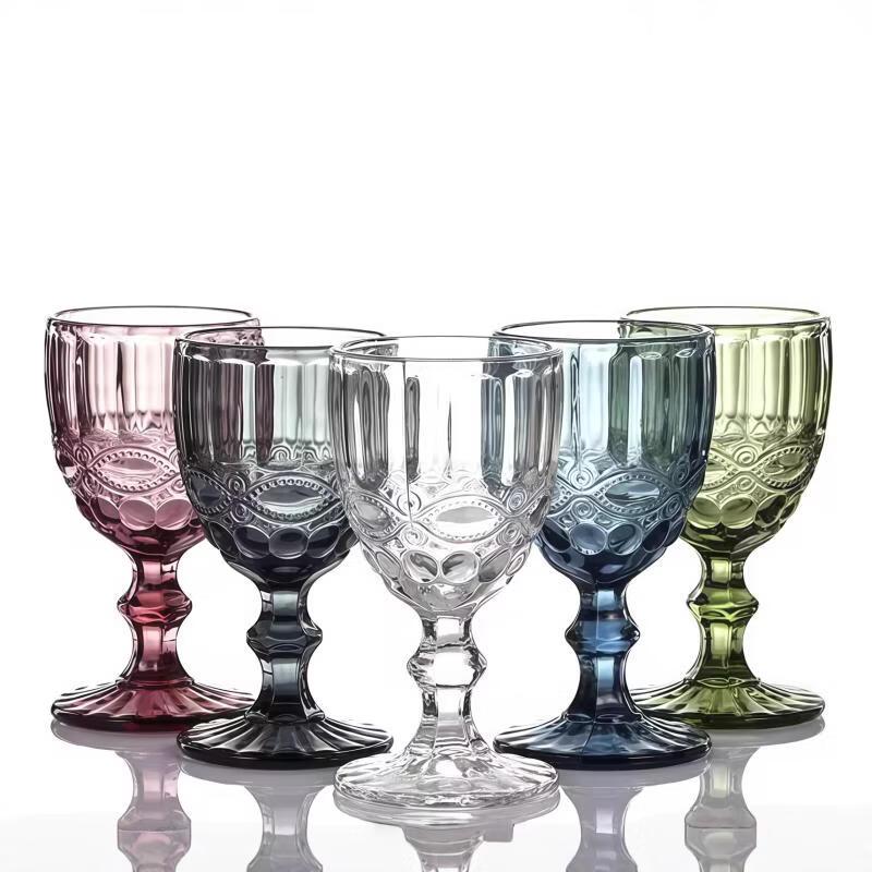 Shangqi European Embossed Colored Wine Glasses