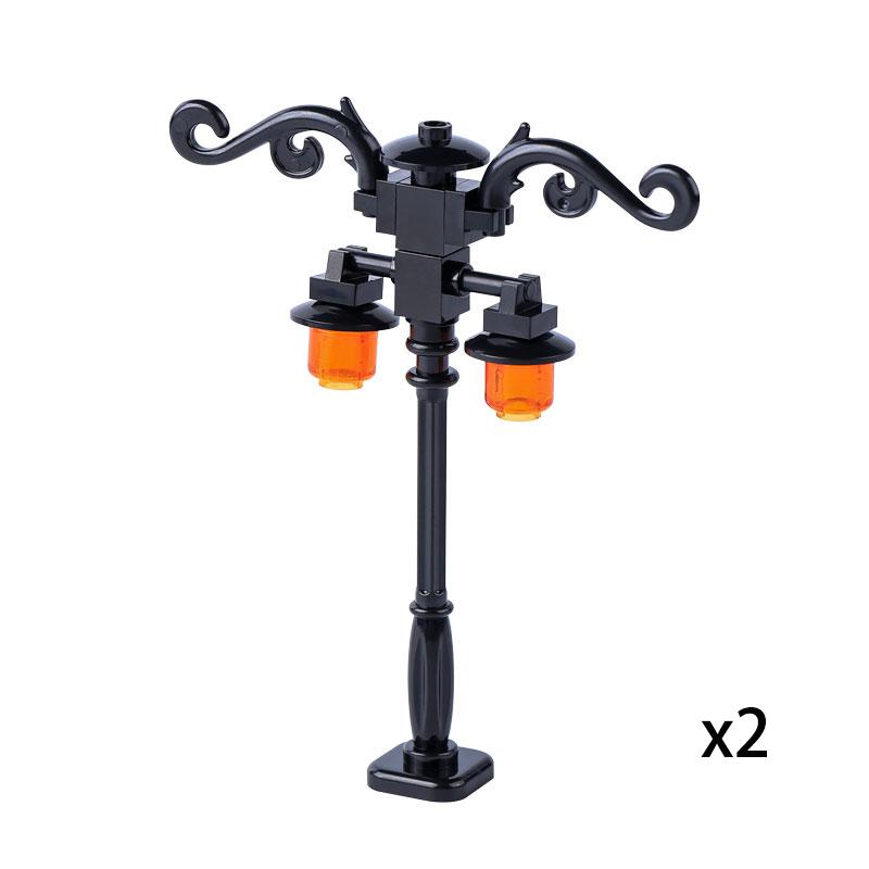 MOC Bricks Toys Model Compatible MOC Parts Bricks City Street Lamp Building Block Lamp with Halloween Bat Lamp