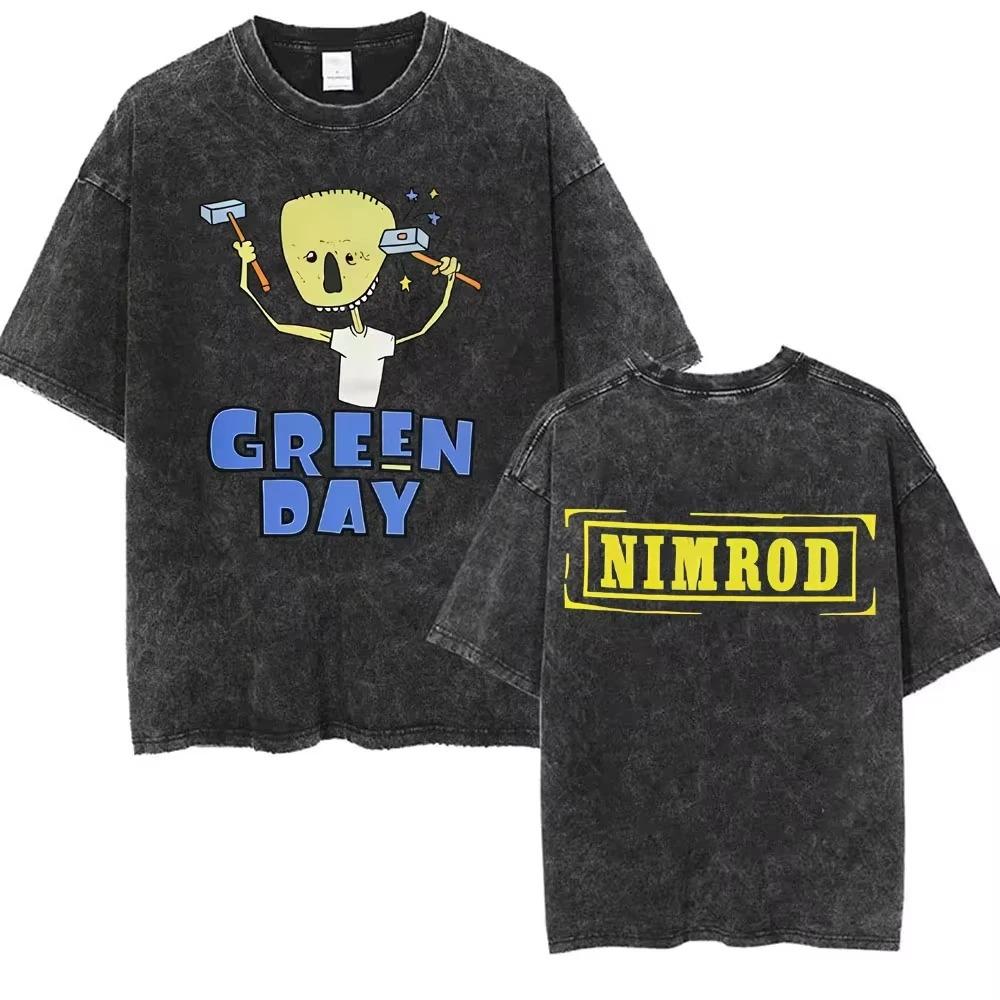 New Arrival Mens Clothes Tee Shirt Homme Graphic TShirts Men Tshirt for Men Ropa Hombre Washed Vintage Punk Band Green Day