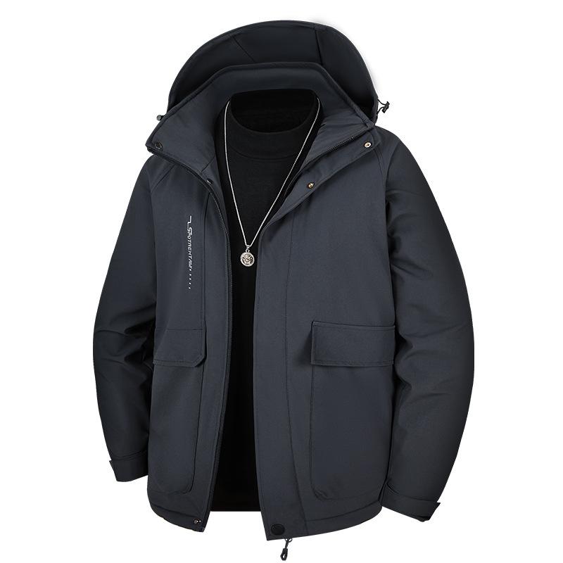 

Зимняя новая мужская хлопковая куртка с объемными накладными карманами, капюшоном, хлопковой подкладкой, больших размеров, свободного кроя, кардиган. 8XL