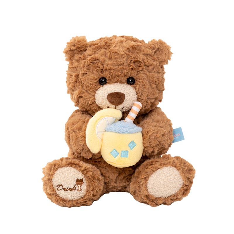 Milk Tea Bear Plush Toy: Teddy Bear Doll, Soothing Bedtime Companion, Customizable Birthday Gift.