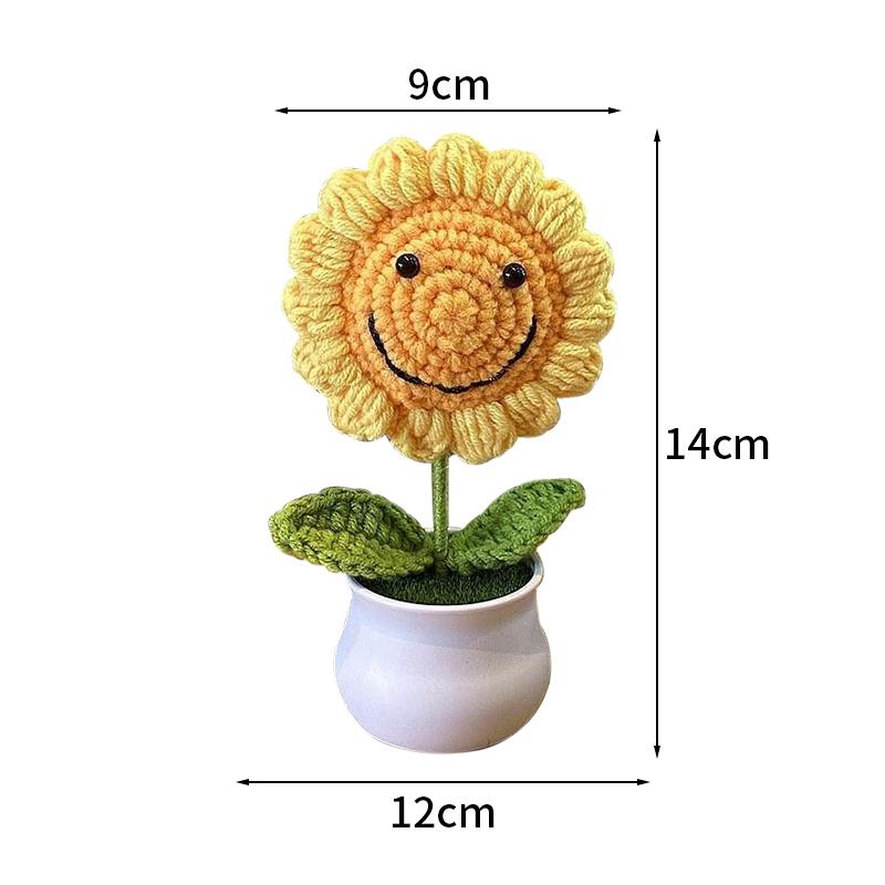 Tournesol Fleur Crochet Fleurs Artificielles Tissées à la Main Fini Girasol Crochet Plantes Cadeaux Invités Mariage Décoration de Bureau