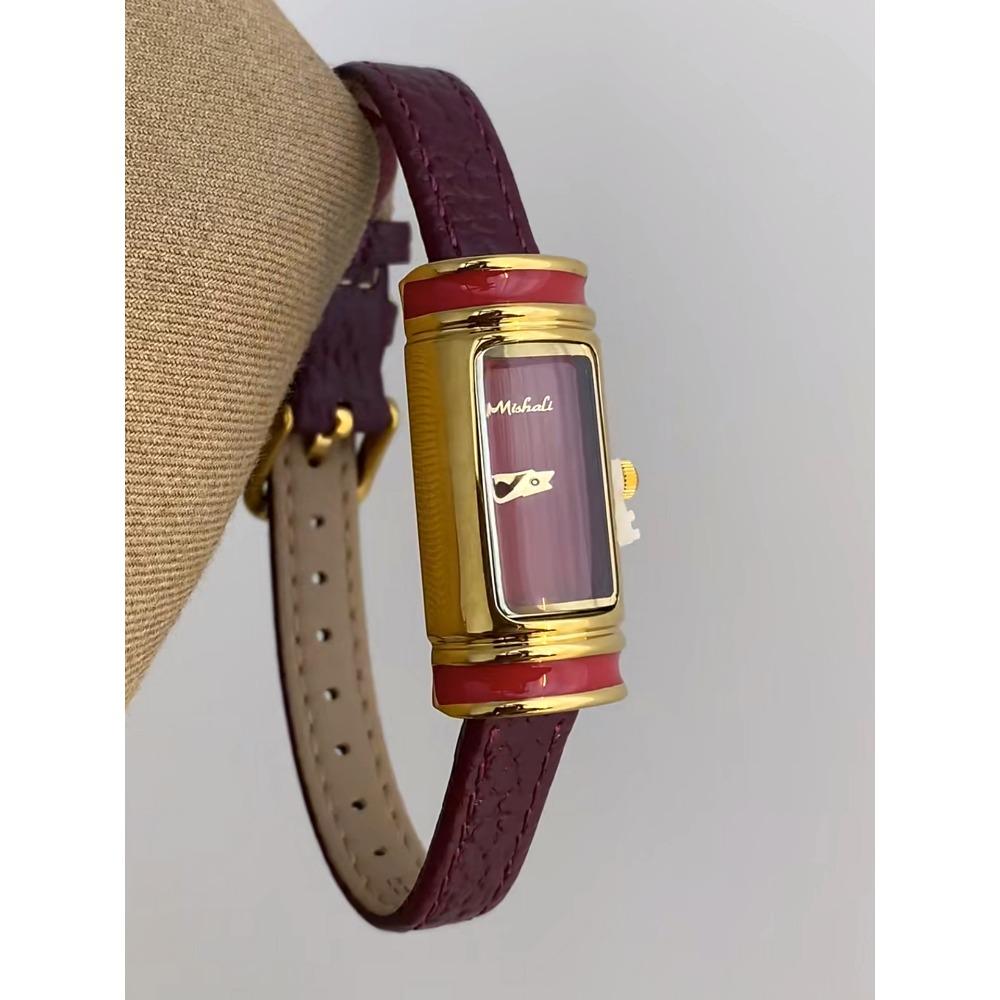 Vintage Slim Rectangle Quartz Watch for Women Elegant Leather Strap Small Bar Wristwatch Minimalist Luxury Daily Dress Ladies Watch