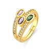 Ring - LUXENTER - Folant - Metal Alloy - Multicolored Zirconium - 18 Karat Yellow Gold Finish