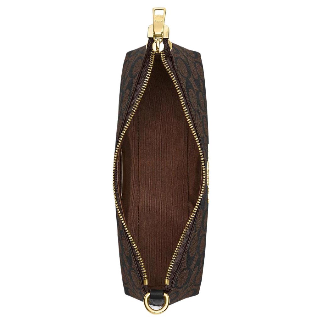 Coach Charlotte 25 Bolso Baguette Clásico con Cadena y Logo de PVC para Mujer Bolso de Mano Dorado Marrón Negro CL405-IMAA8