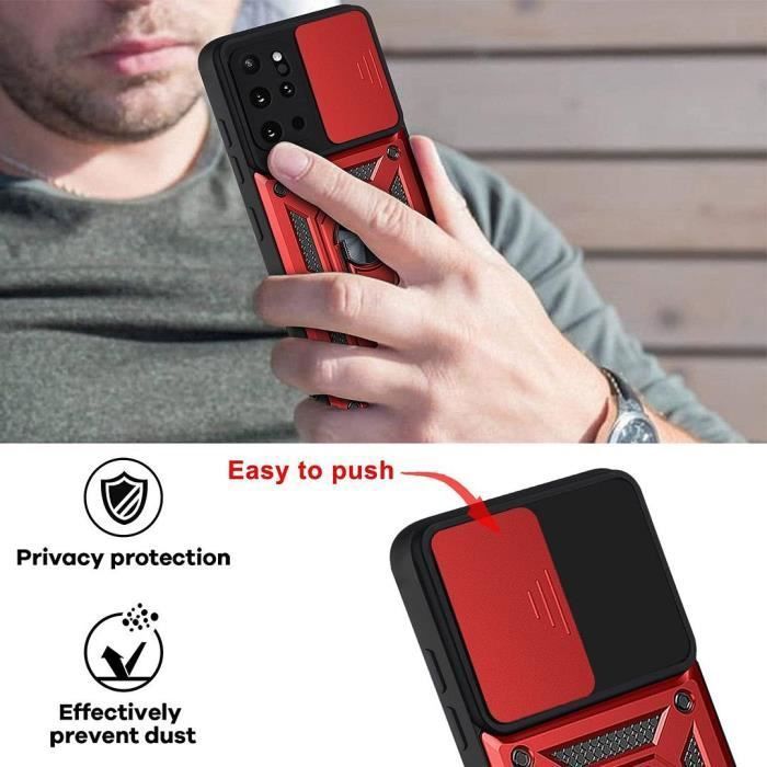Coque de Protection - PROSHOP - pour Samsung S20 Plus - Rouge - Antichoc - Fentes pour cartes - avec 2 Verres Trempés