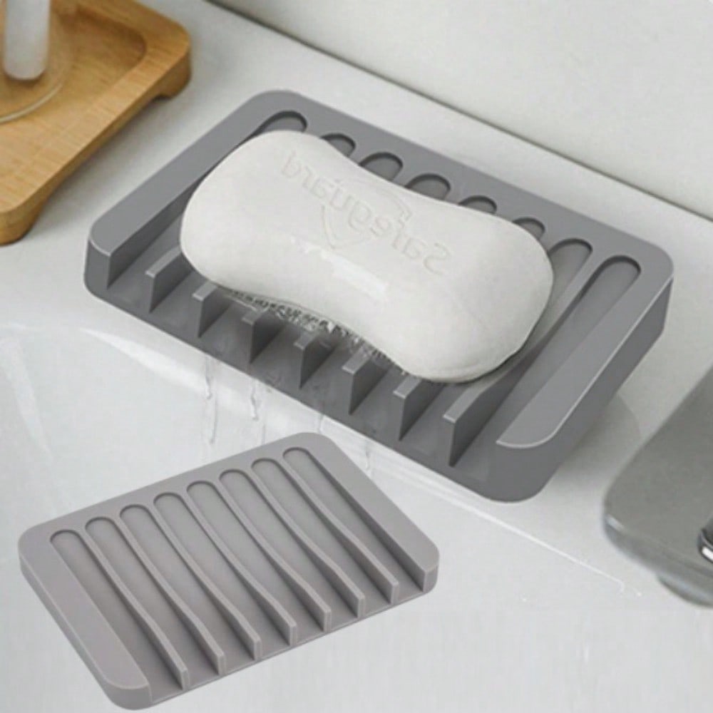 Square Creative Soap Dish, No-Drill Simple Drainage Holder for Waterless Storage