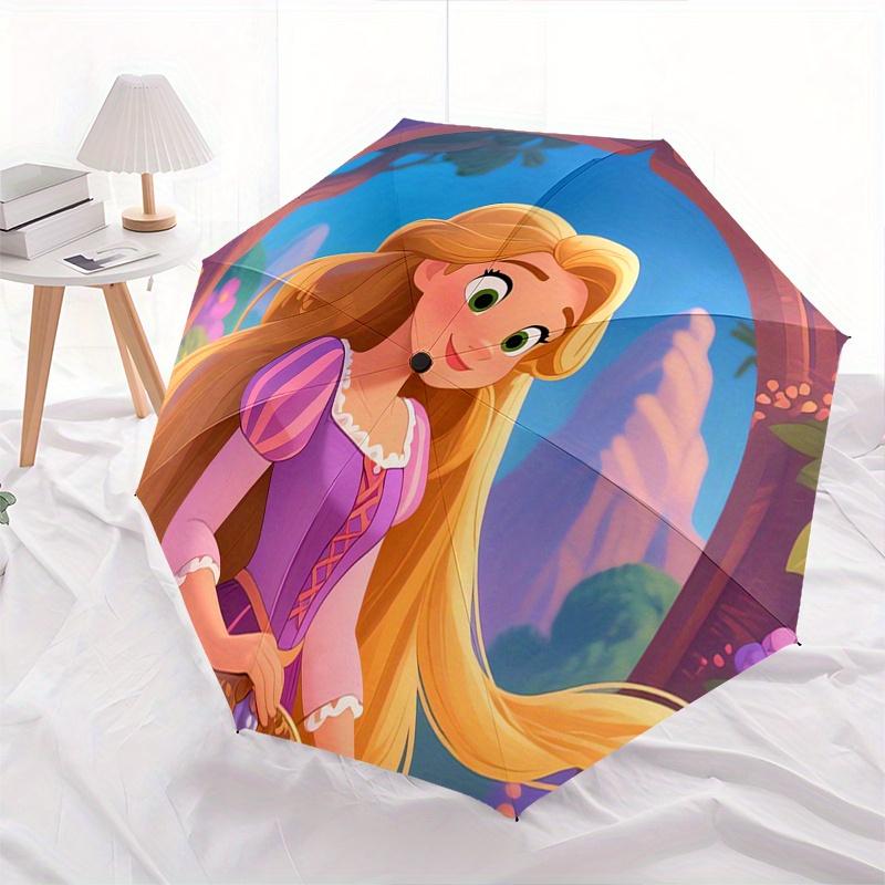 Prinzessin, Fantasy Automatisches Öffnungs- und Schließschirm, Kompakter Reiseschirm, Leicht und Tragbar, Geeignet für Strand Pendeln Bu