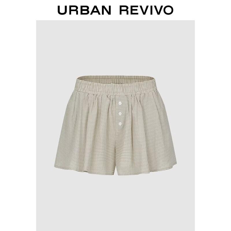 UR 2026 Women s Casual Plaid Button-Decorated Shorts M