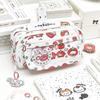 Flip Design Pen Bag Multilayer Large Capacity Stationery Bag Multifunctional Tomato Kitten Pattern Stationery Storing Bag