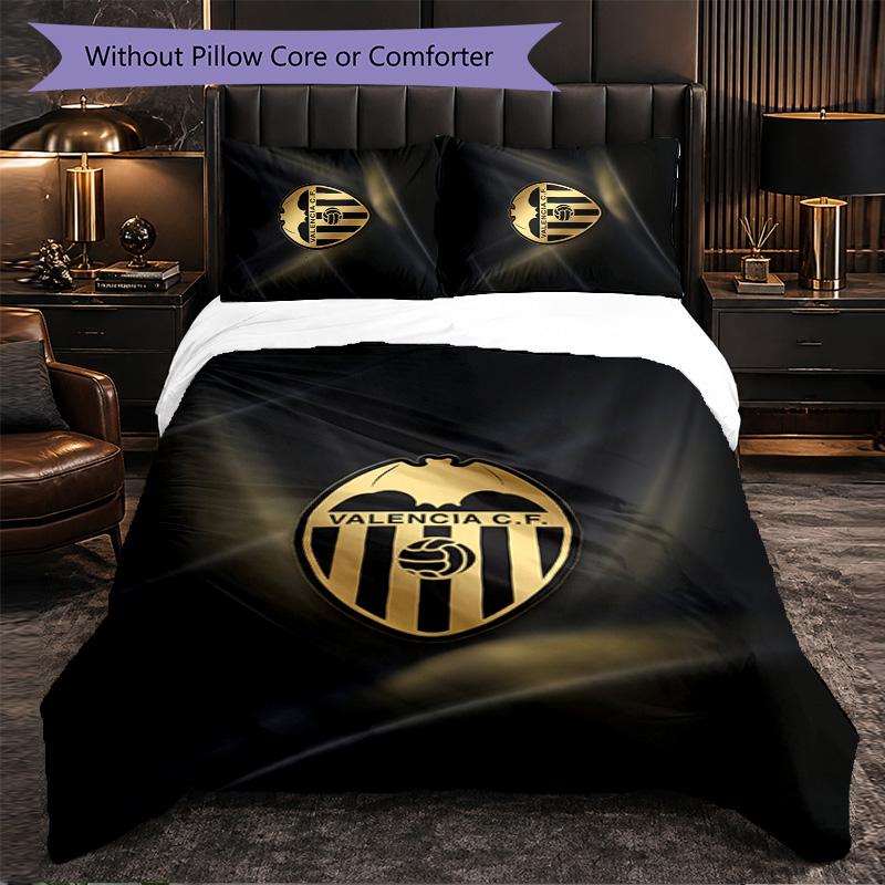 Valencia FC Themed Bedding 3Pcs Duvet Cover Set Decorative Bed Linen For Teen Room Home Decoration