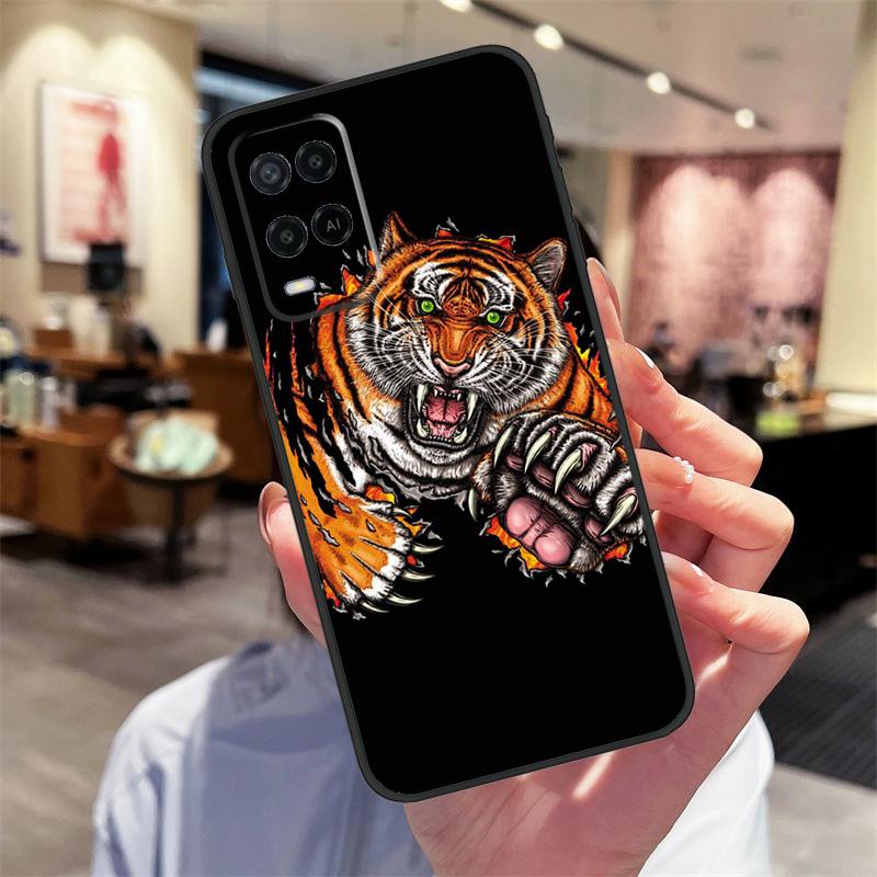 Fashion Animal Tiger Art Case For Oppo A40 A60 A80 A18 A38 A58 A78 A98 A16 A76 A96 A15 A17 A77 A74 A94 A54 A57S Cover