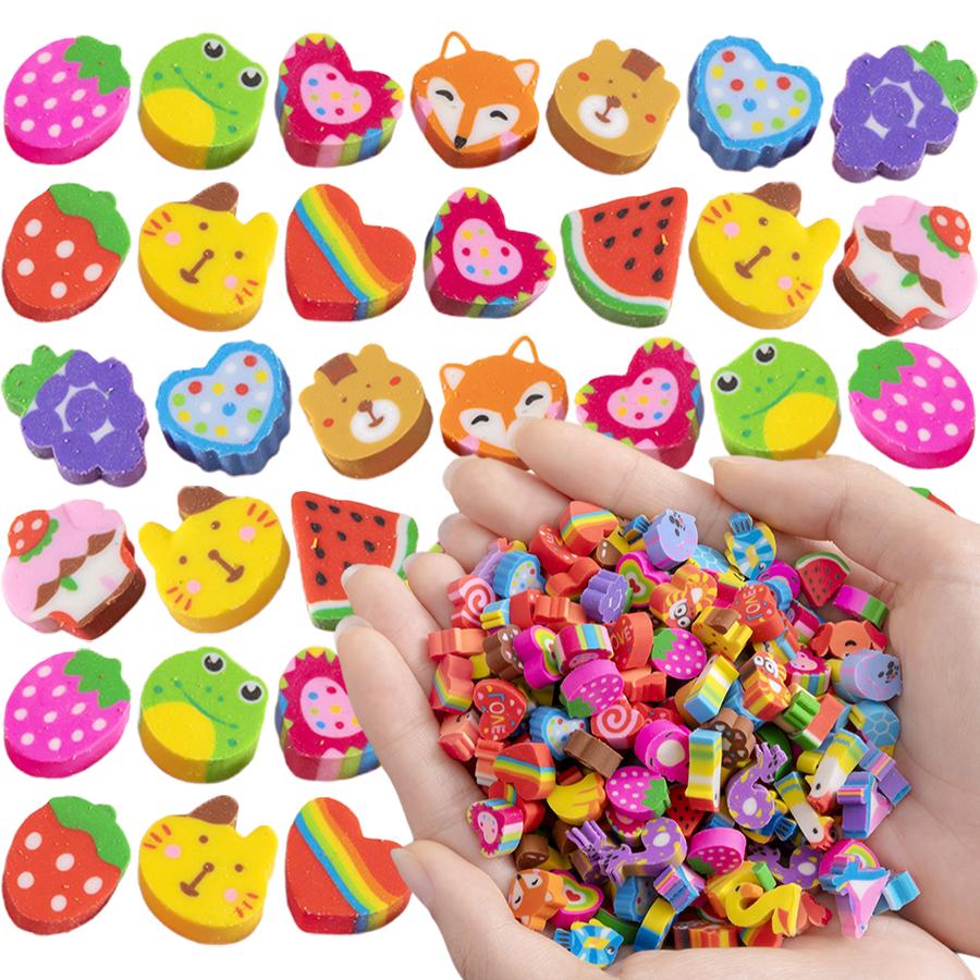 50/100/400pcs Mini Rubbers Cartoon Themed Eraser for Writing Drawing Correction Cute Vibrant Portable Office Study Supplies XJM