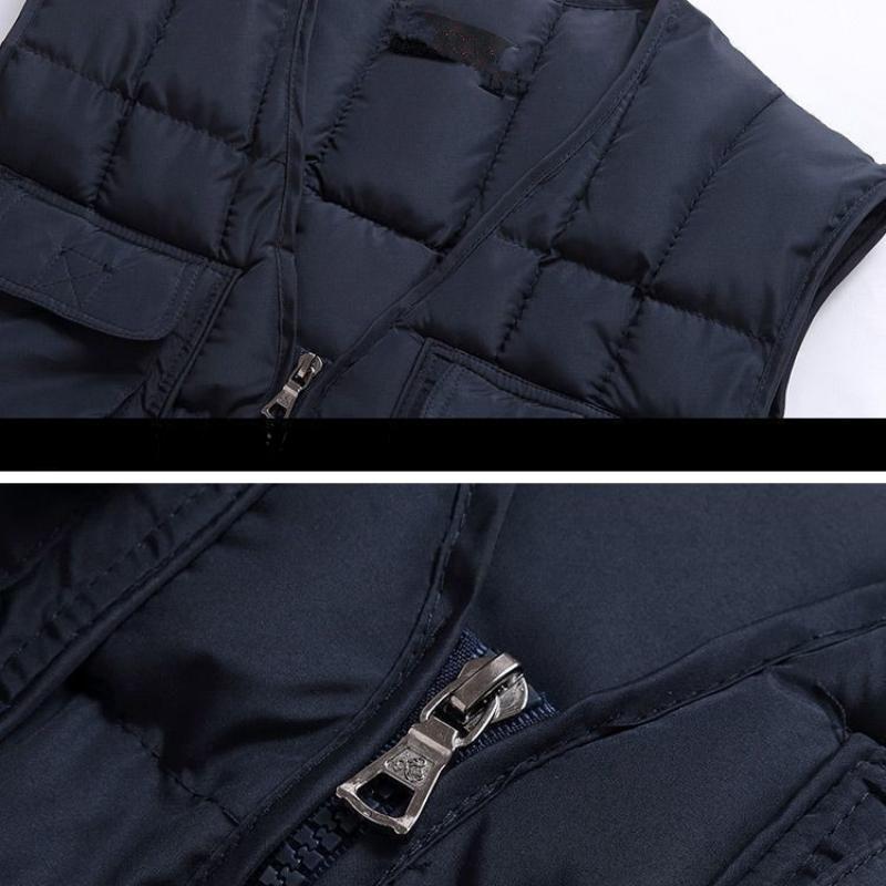 Middle-aged and Elderly Dad's Multi-pocket Vest Fishing Vest Autumn and Winter Warm Cotton Vest Outdoor Wear Men's Sleeveless Jacket