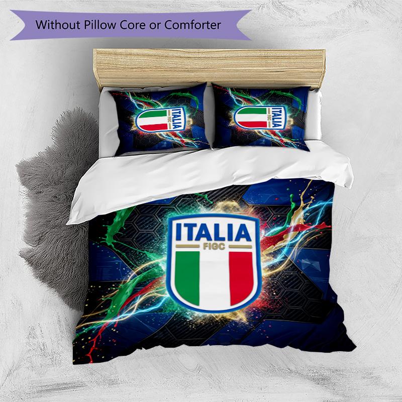 Italy Football Printed Bedding 3 Piece Set Cozy Breathable Bed Cover Set as Housewarming Holiday Gift