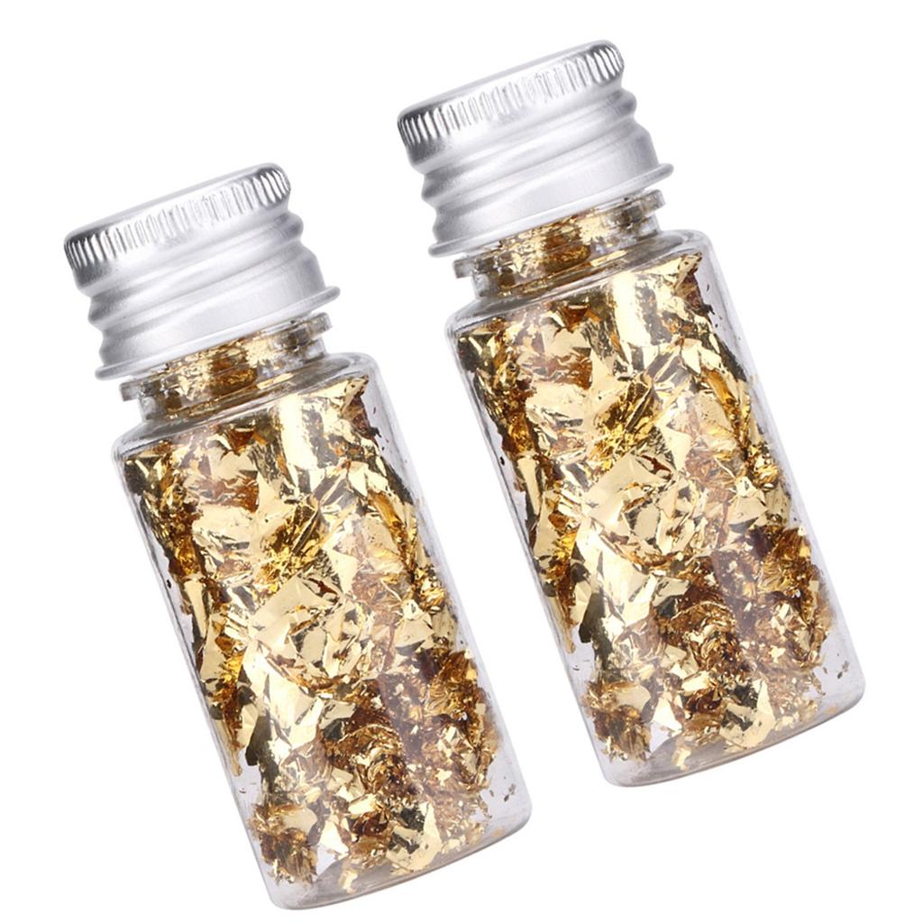 2Pcs Multifunction Bottled Decorative Gold Foil Paper for Nail Decoration Crafts