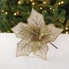 Fabric Plastic Christmas Artificial Flowers 5 Colors DIY Decoration Xmas Tree Decorations Ornaments 24cm Fake Flower