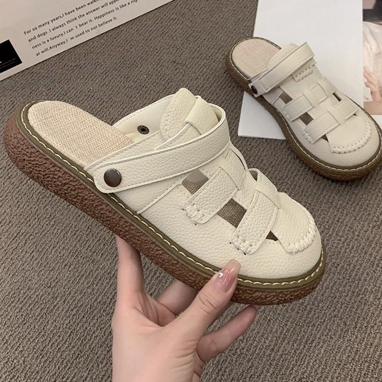 Sandals for women 2025 new style summer double wear thick soled half slippers summer soft soled beach Roman shoes