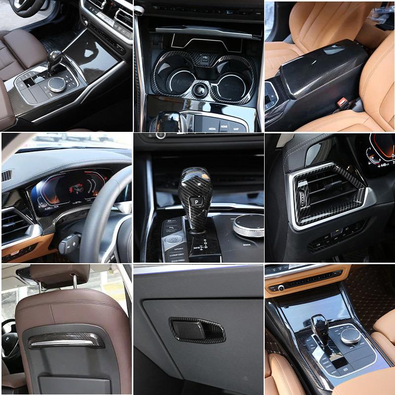 ABS Carbon Fiber Interior Kit Dashboard Console Gear Shift Panel Decoration Cover Trim Stickers For BMW 3 Series G20 -