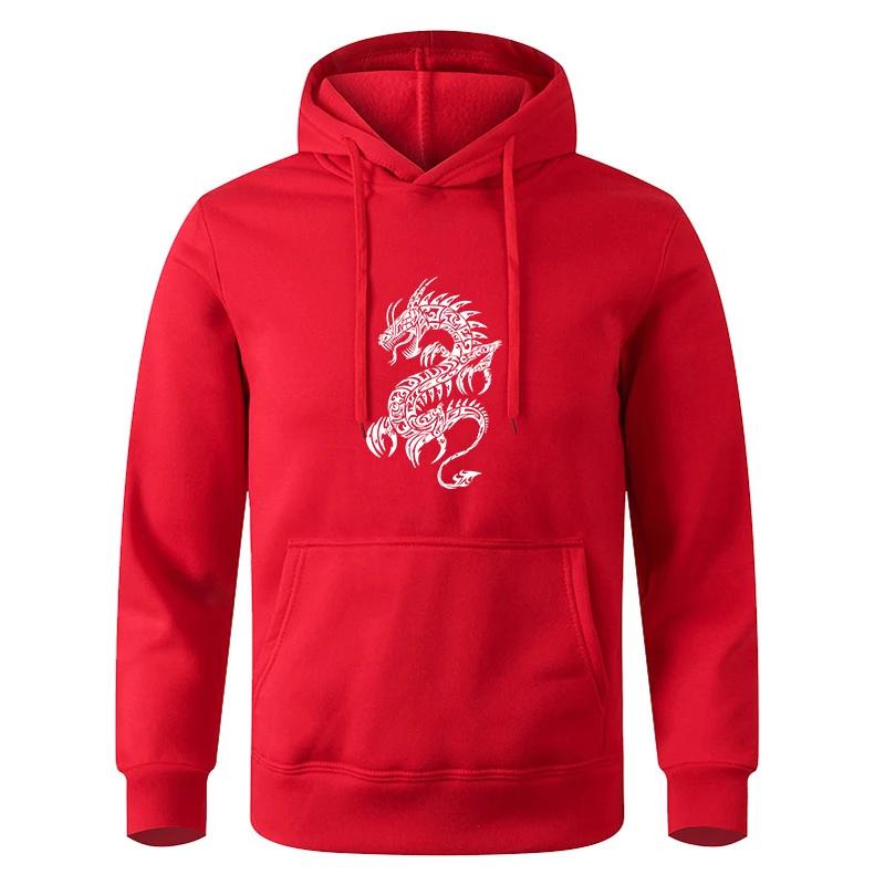 Men's Multi - Color Fashionable Casual Sports Fitness Printed Pocket Pullover Sweatshirt Hoodie