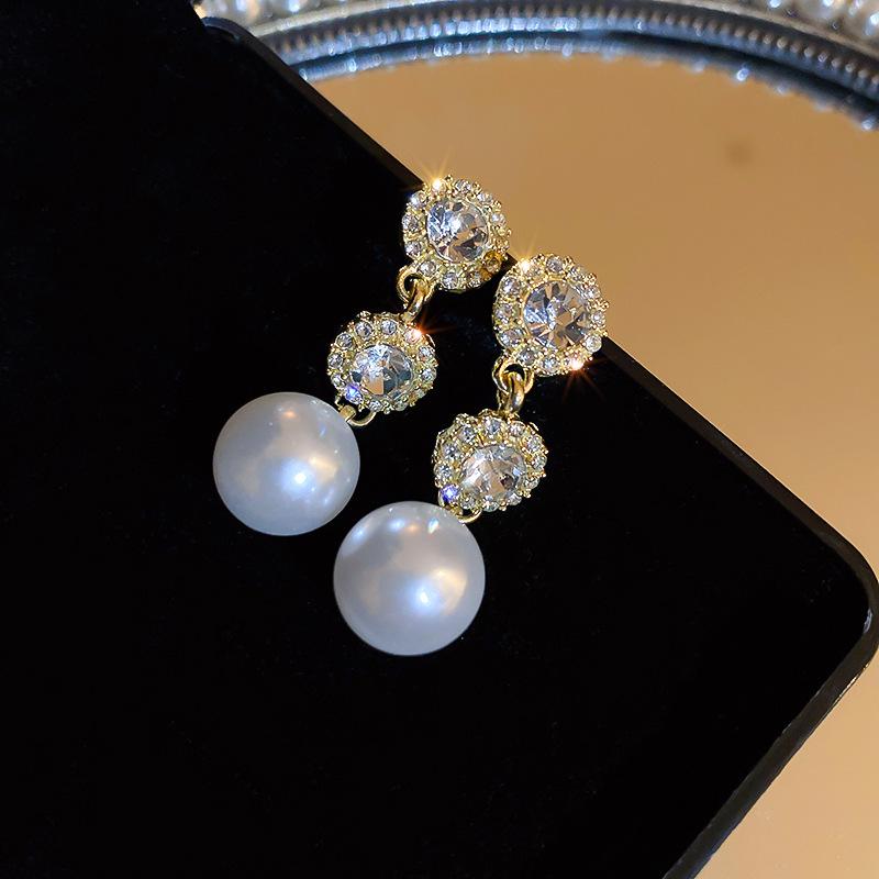 Silver Needle Zircon Star Flower Tassel Stud Earrings - Elegant and Fashionable Women's Accessory