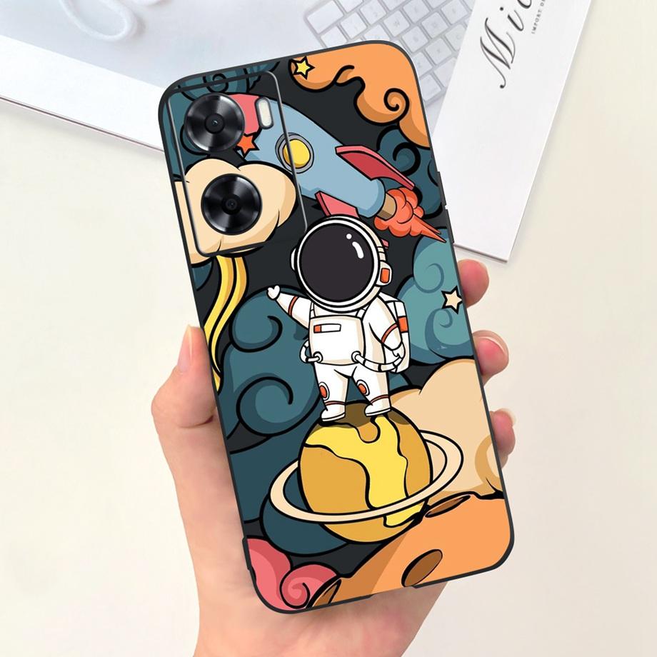 Für OPPO A57 4G CPH2387 Hülle Für OPPO A77 4G A77s A57s A57e Handyhülle Weiches Flüssigsilikon TPU Hülle Für OppoA57 Astronauten Tasche