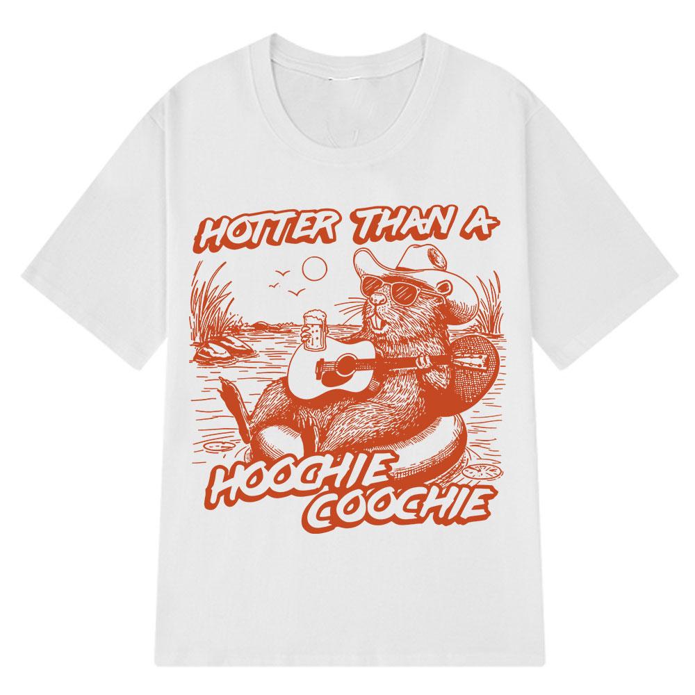 2025 Summer Hotter Than A Hoochie Coochie Cute Beaver Beach 90s Country Music Men Women Vintage Cotton Breathable Tshirts Y2k