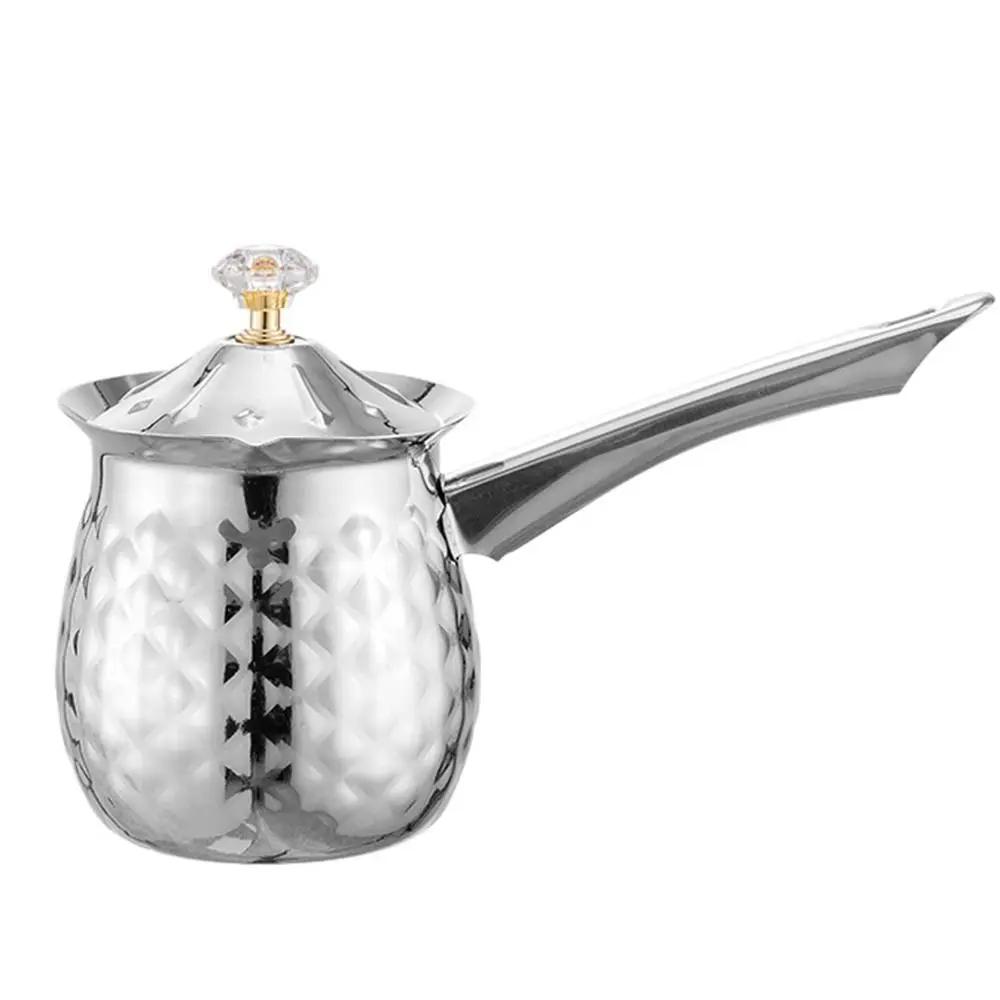 Versatile Handcrafted Turkish Coffee Pot Handle Stable Melting Jug Stainless Steel Lid Heating Pot Household