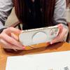 For iPhone 15 Case Compatible with MagSafe Electroplated TPU Phone Cover Hollow Love Hearts