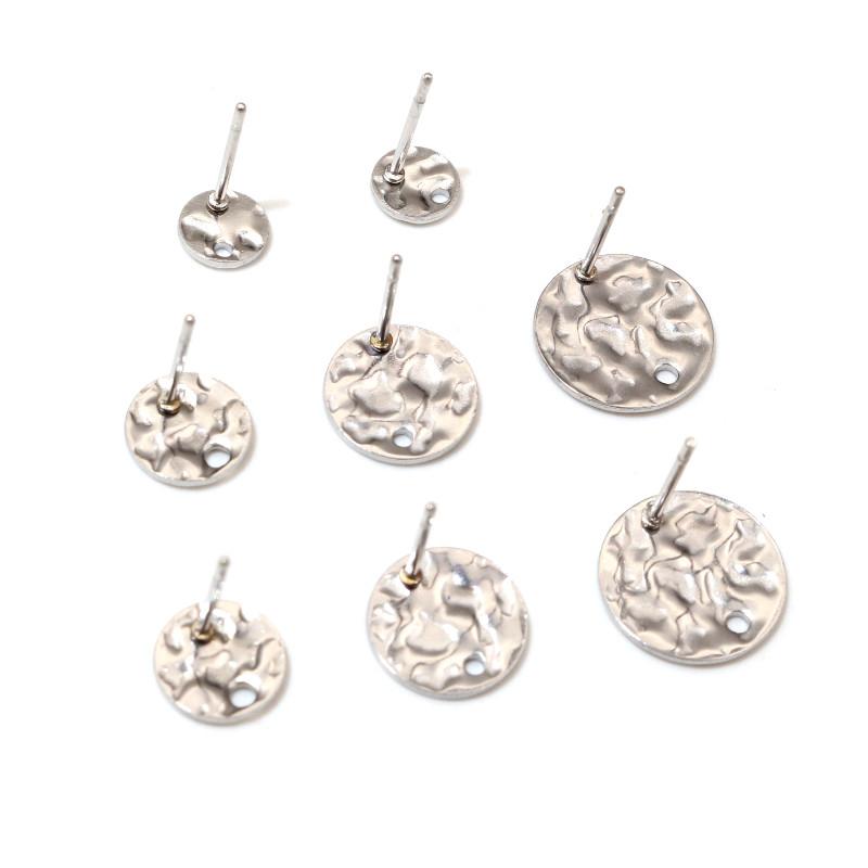 

20pcs 6/8/10/12mm 316 Stainless Steel Gold Plated Pin Findings Stud Earring With Hole Connector For DIY Jewelry Making Findings 6mm