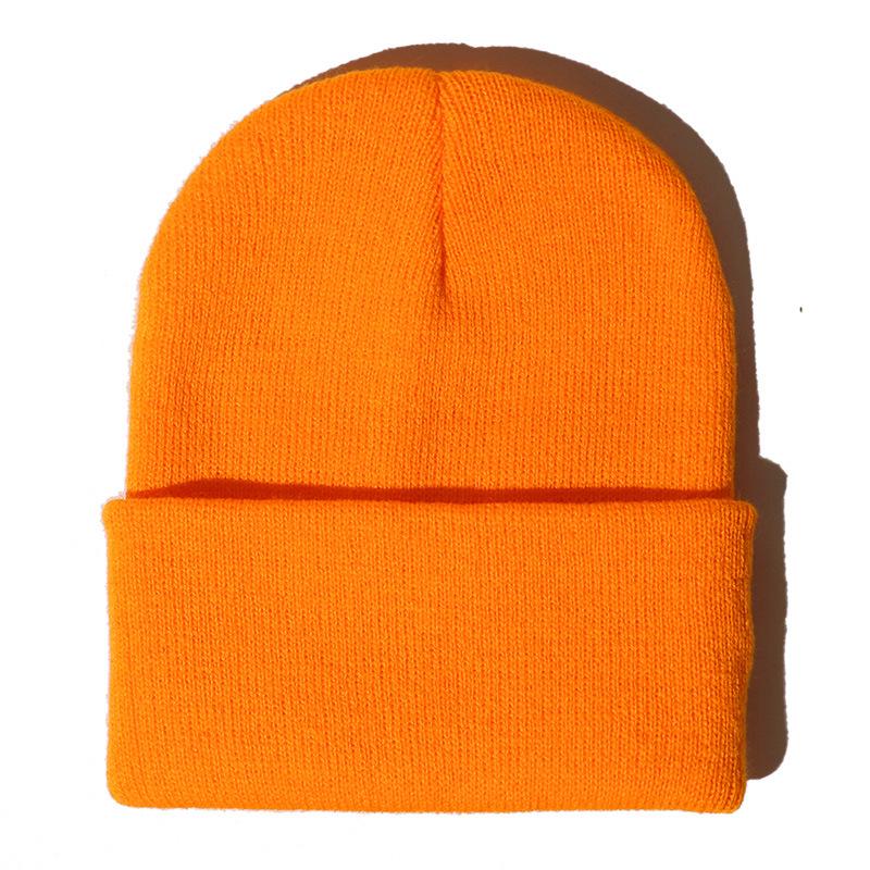 Unisex Fluorescent Acrylic Beanie – European and American Candy Color Knit Hat for Autumn and Winter