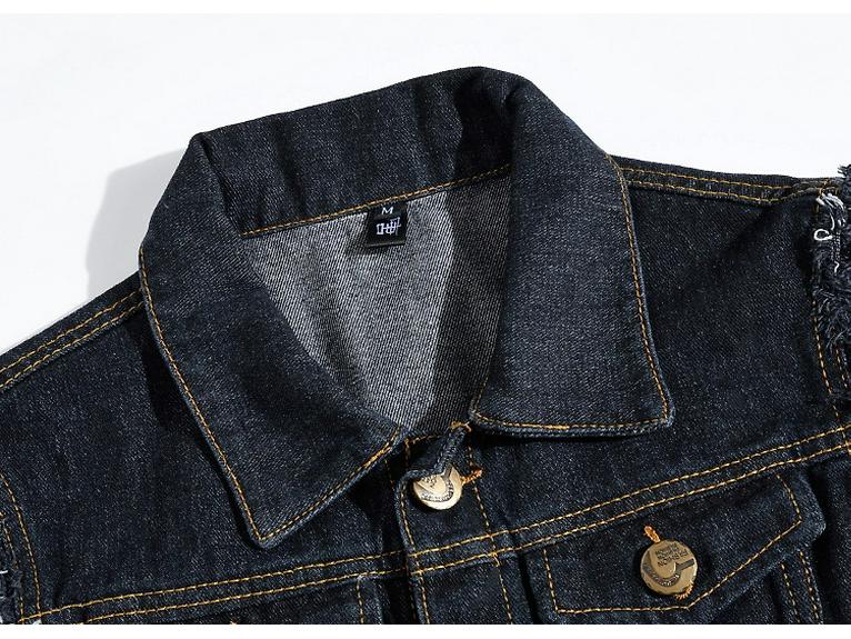 Große schwarze zerrissene Jeansweste für Herren – Weste im koreanischen Stil