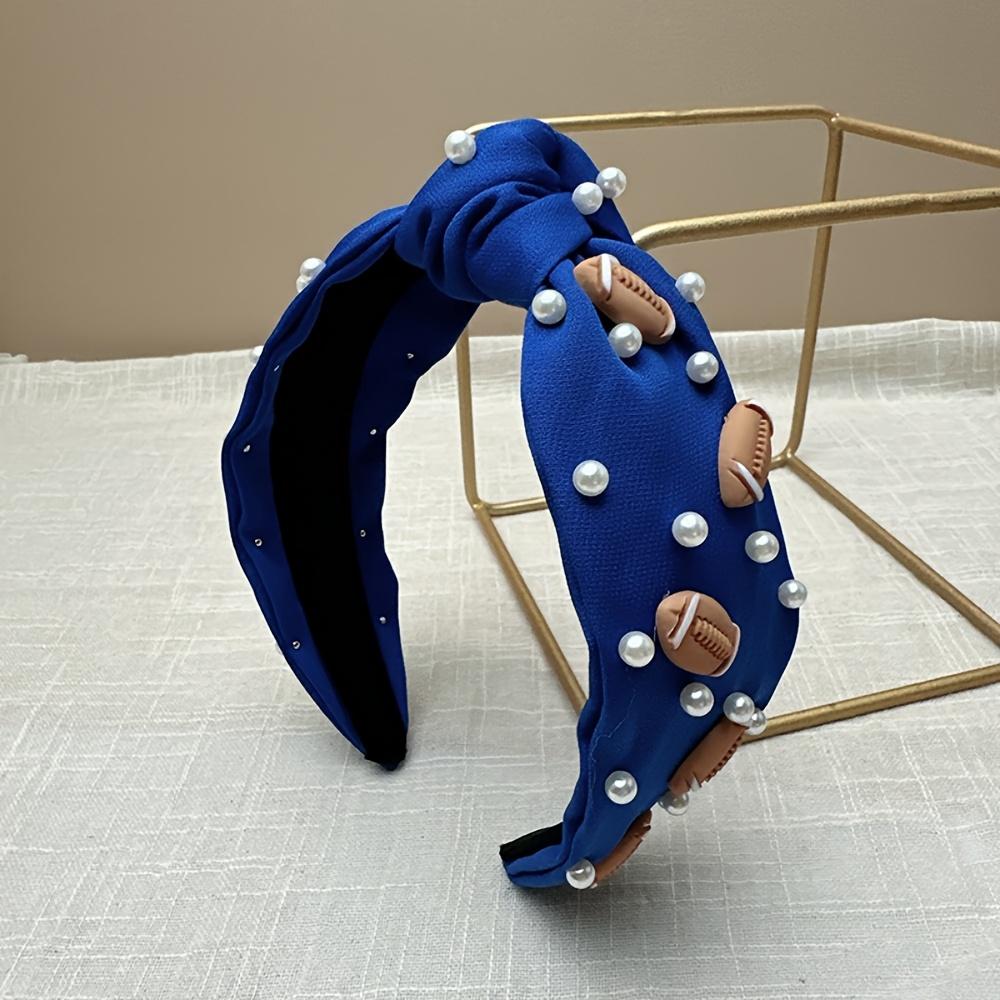 1pc Sport Pearl Embellished Soccer Hairband Hairband with Knot Detail - A must have for soccer rugby games and for all seasons!