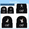 Cr7 Printed Knit Black Hat Warm And Stylish Winter Headwear For Men And Women
