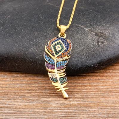 Nidin 6 Styles Irregular Patterns Elegant Feather Pendant Gold Plated Chain Necklaces For Women Accessories Bohemia Jewelry Gift