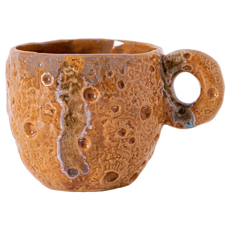 Japanese handmade retro glazed ceramic coffee cup, tea house creative souvenir cup, afternoon tea coarse ceramic coffee cup
