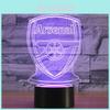 Арсенал 3D Аніме Нічник Світлодіодна Настільна Лампа З Сенсорним Керуванням Для Футбольних Вболівальників Подарунок